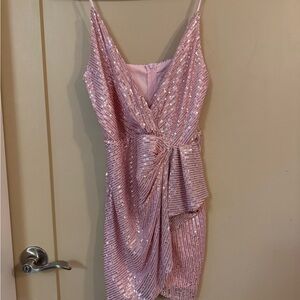 Elegant Pink Sequin Dress